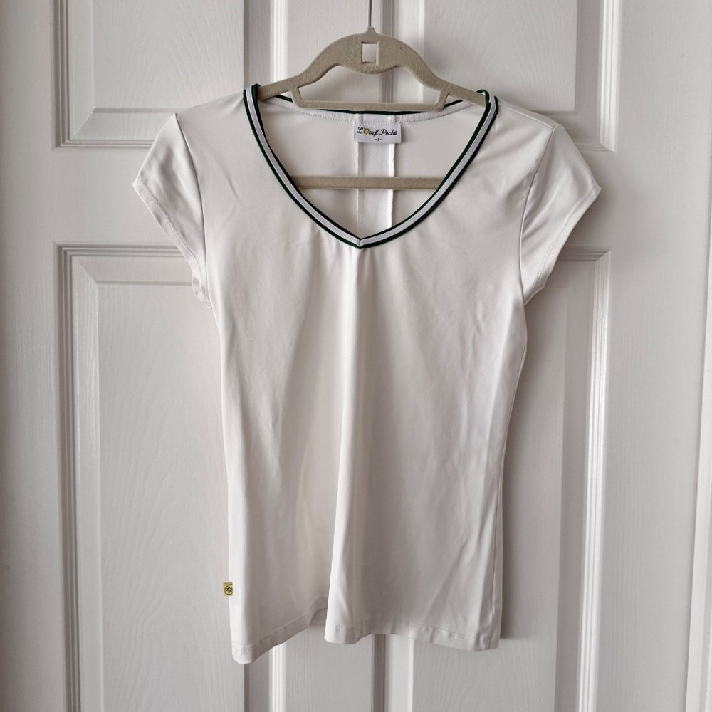 L’Oeuf Poché White Short Sleeve Tennis Top – Size S